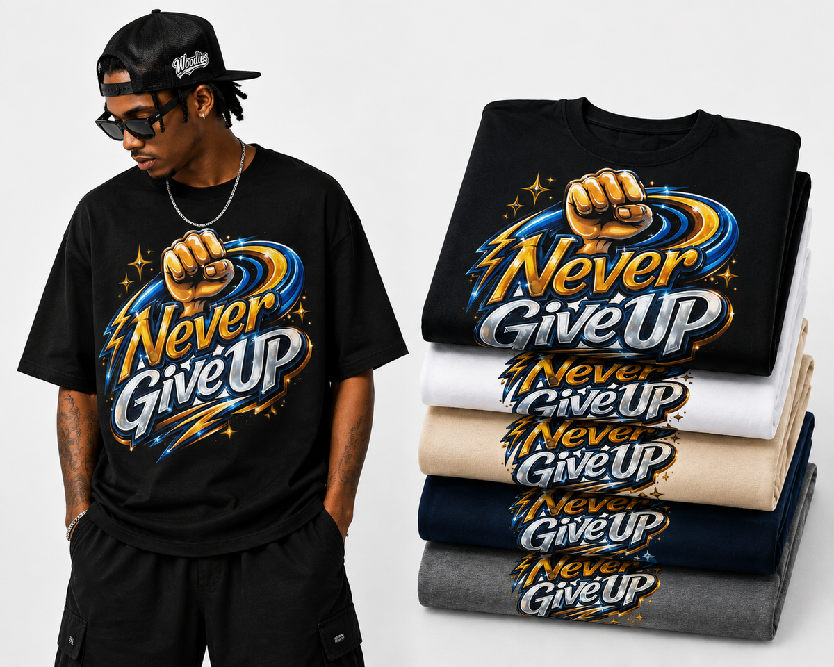 Never Give Up Motivational Graphic Tee