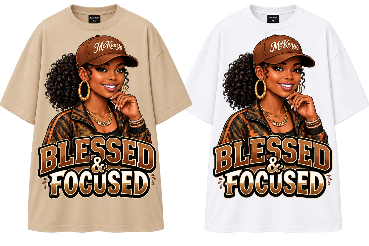 Blessed & Focused Women’s Graphic T-Shirt, Inspirational Streetwear Tee