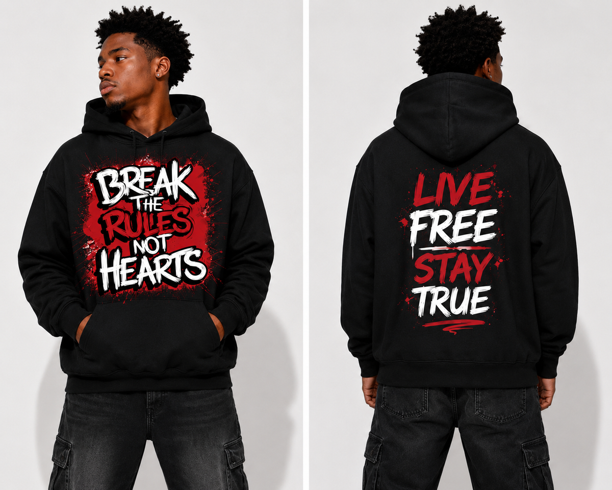 Break the Rules Not Hearts Graphic Hoodie