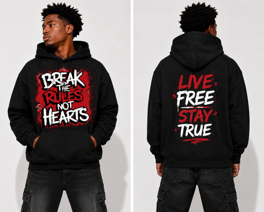 Break the Rules Not Hearts Graphic Hoodie
