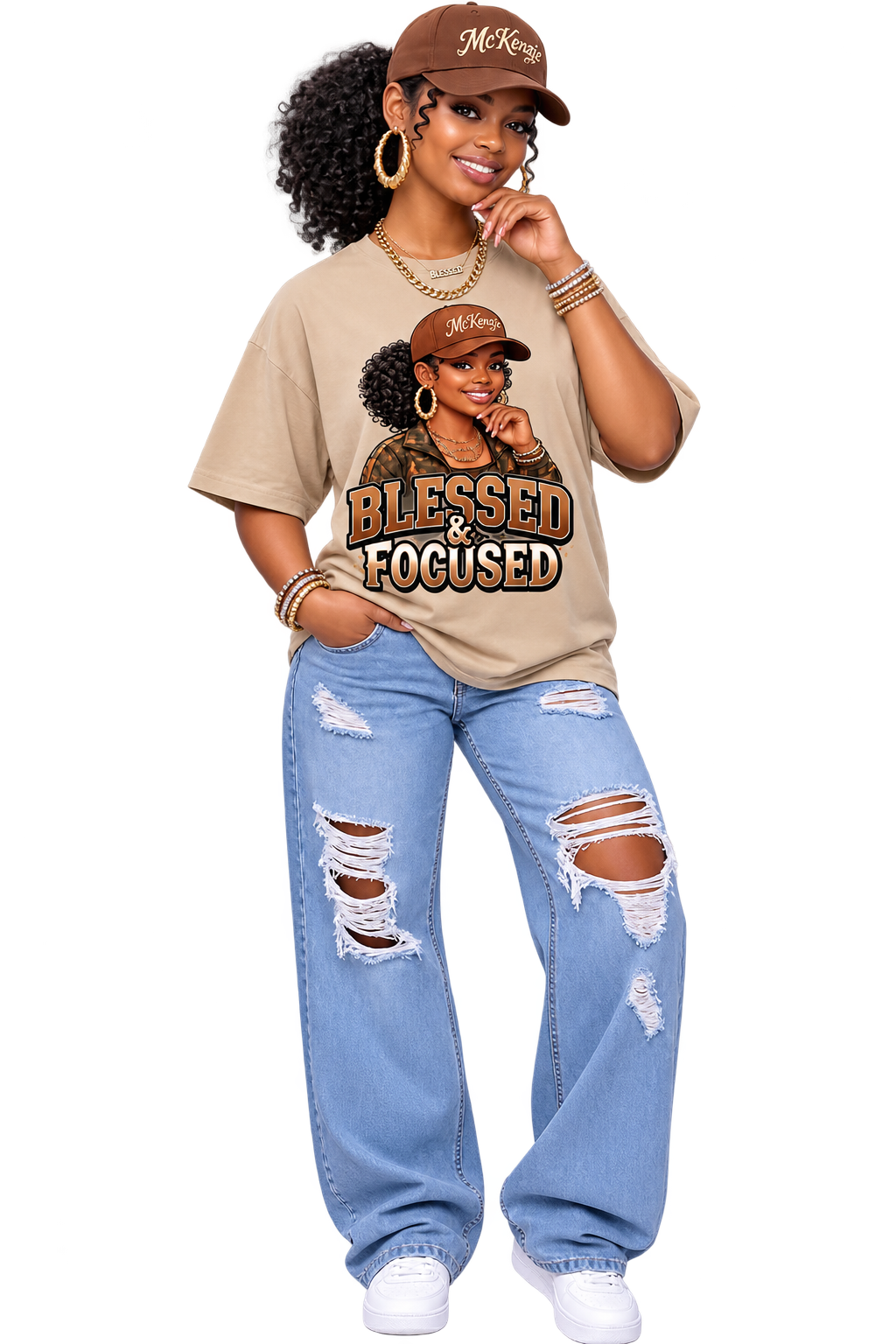 Blessed & Focused Women’s Graphic T-Shirt, Inspirational Streetwear Tee
