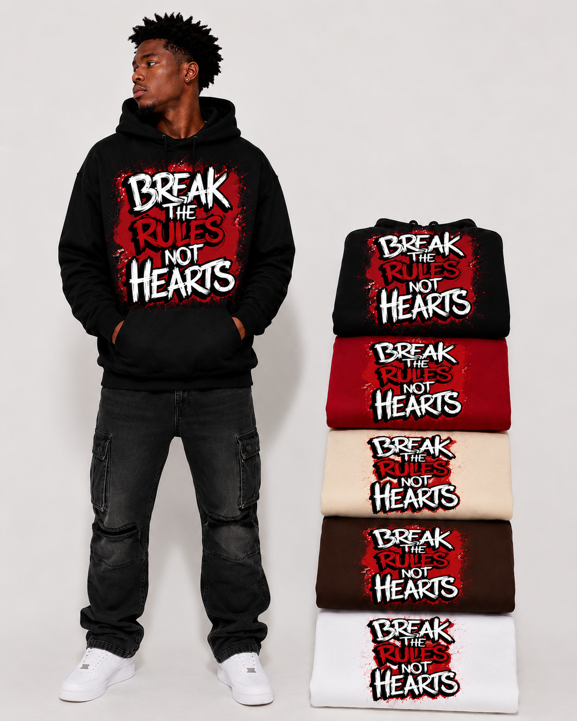 Break the Rules Not Hearts Graphic Hoodie