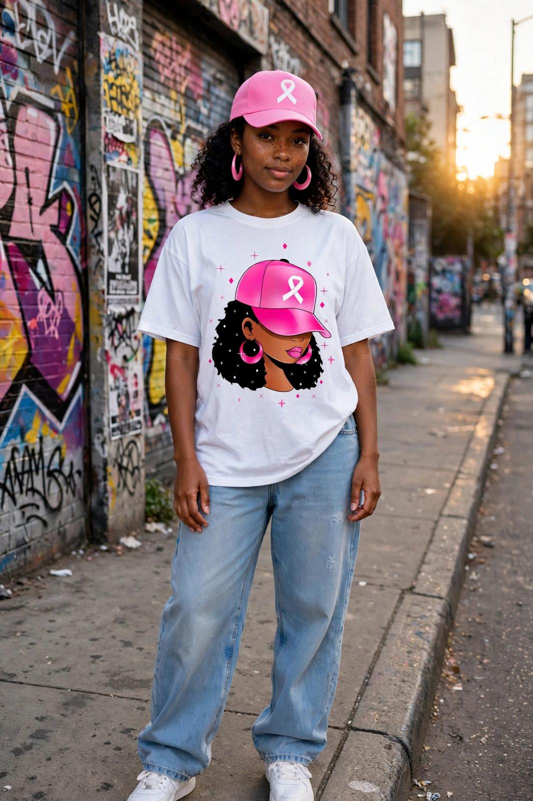 Pink Ribbon Queen Graphic T-Shirt