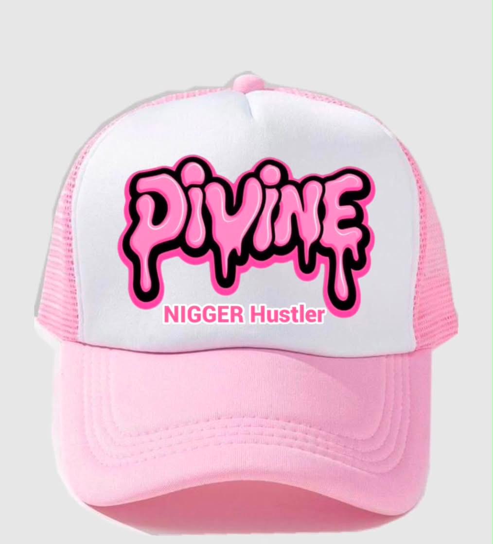 Divine Hustler Pink Trucker Hat - Embroidered Drip Hat - Vintage Trucker Cap - Streetwear Hat - Festival Hat