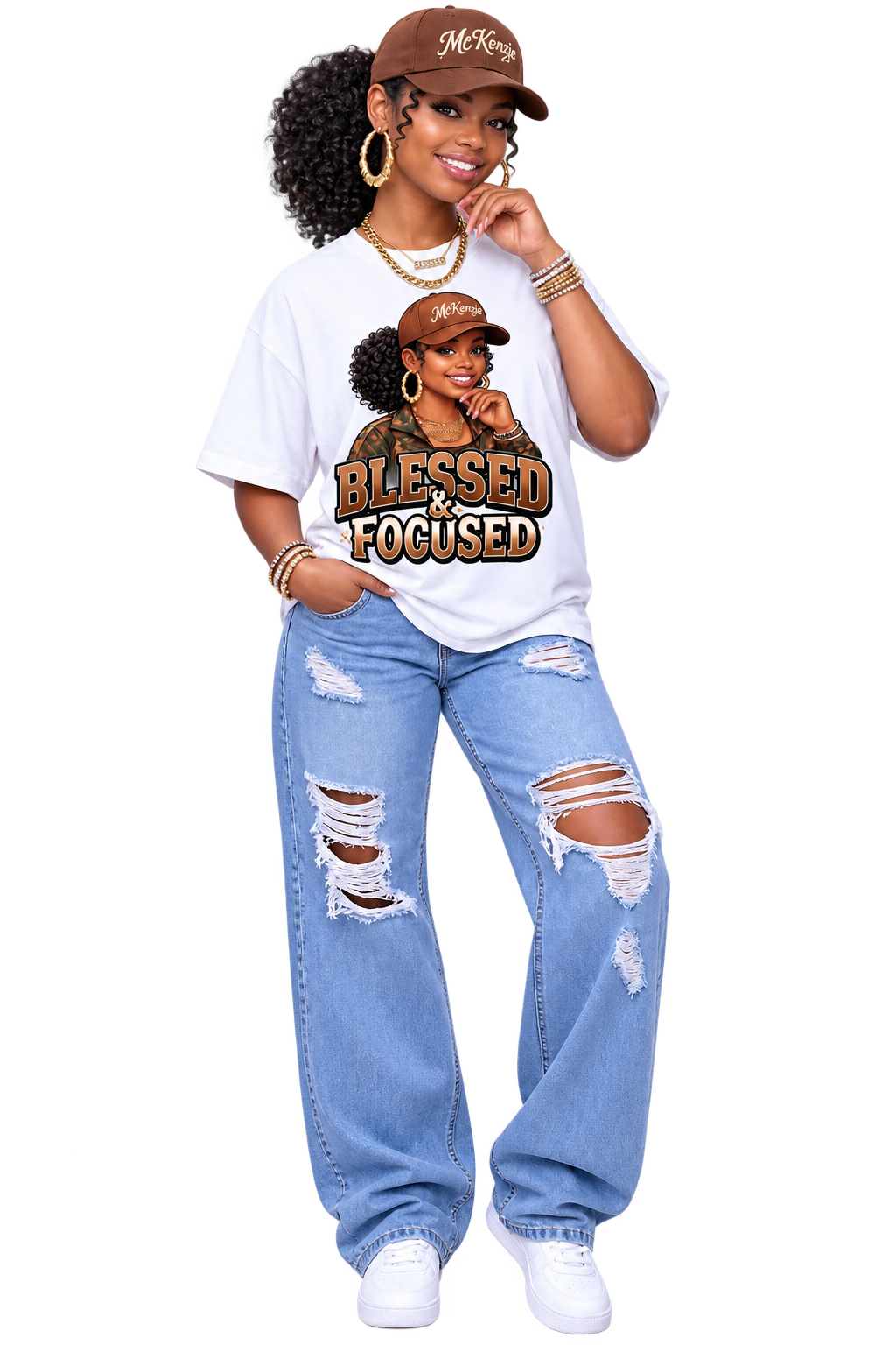 Blessed & Focused Women’s Graphic T-Shirt, Inspirational Streetwear Tee