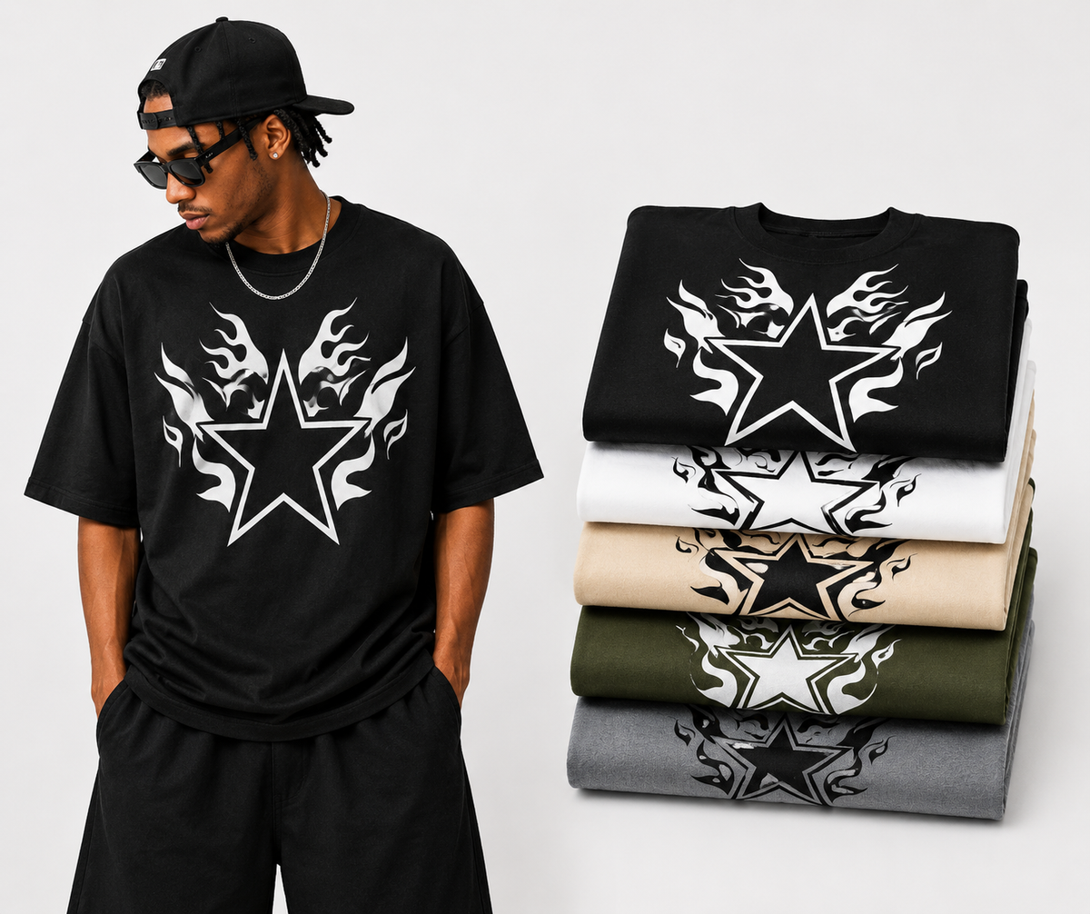 Flame Star Oversized Graphic T-Shirt