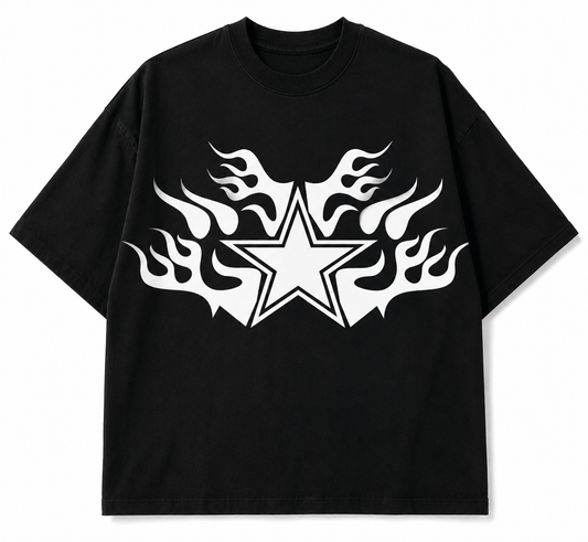 Flame Star Oversized Graphic T-Shirt