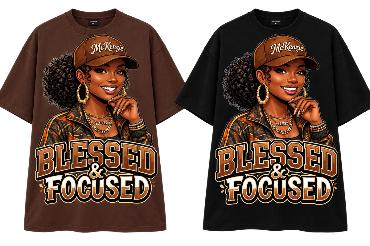 Blessed & Focused Women’s Graphic T-Shirt, Inspirational Streetwear Tee