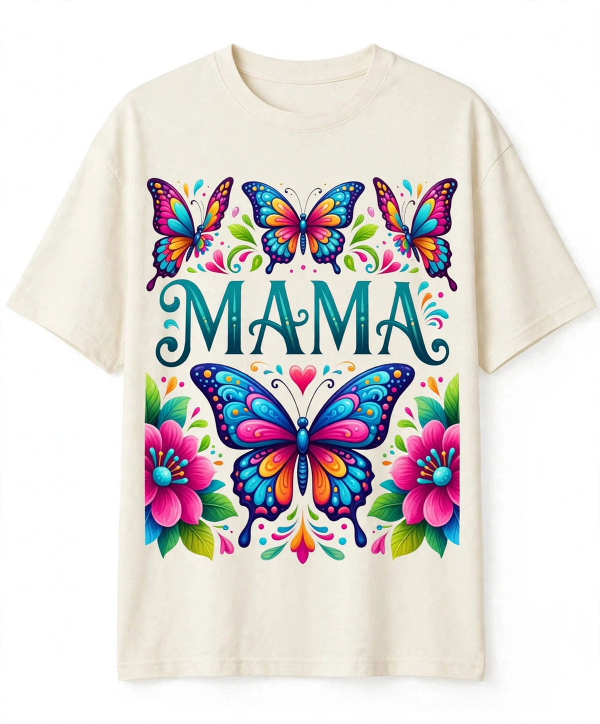 Mama Butterfly Floral Graphic T-Shirt