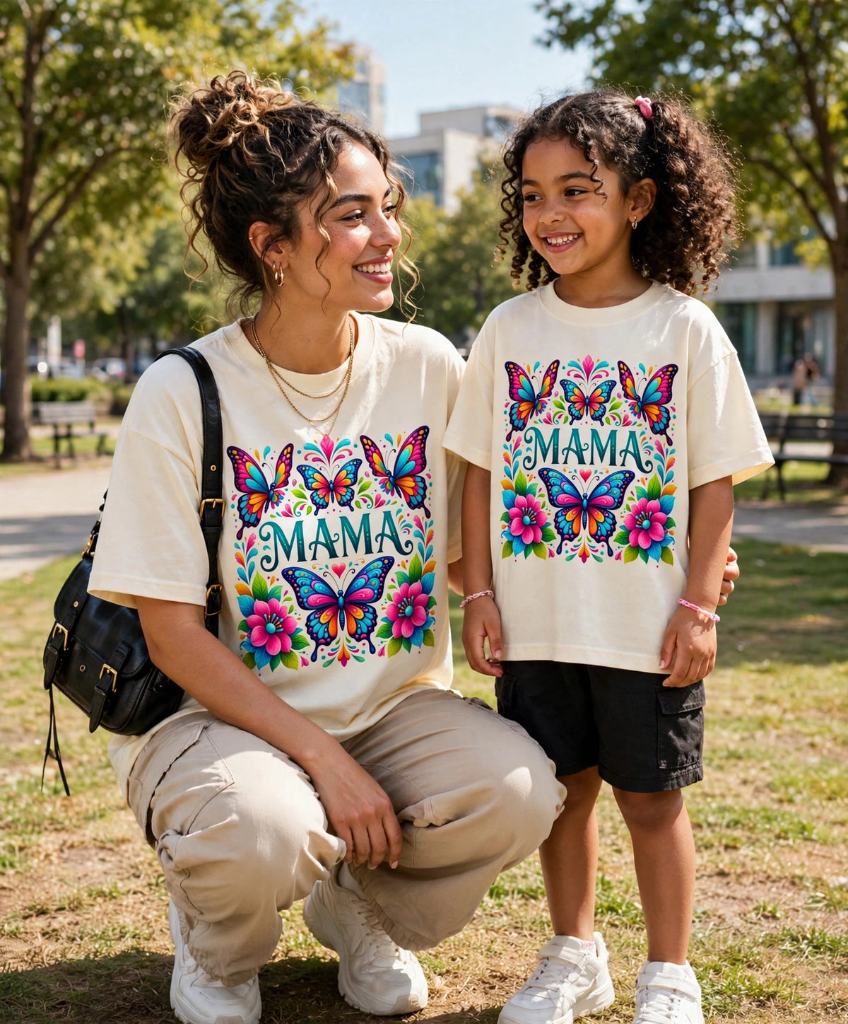Mama Butterfly Floral Graphic T-Shirt