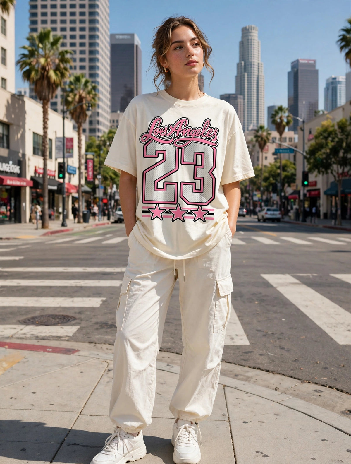 Los Angeles 23 Pink Varsity Graphic Tee