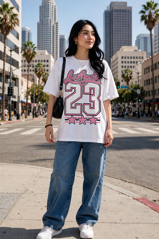 Los Angeles 23 Pink Varsity Graphic Tee