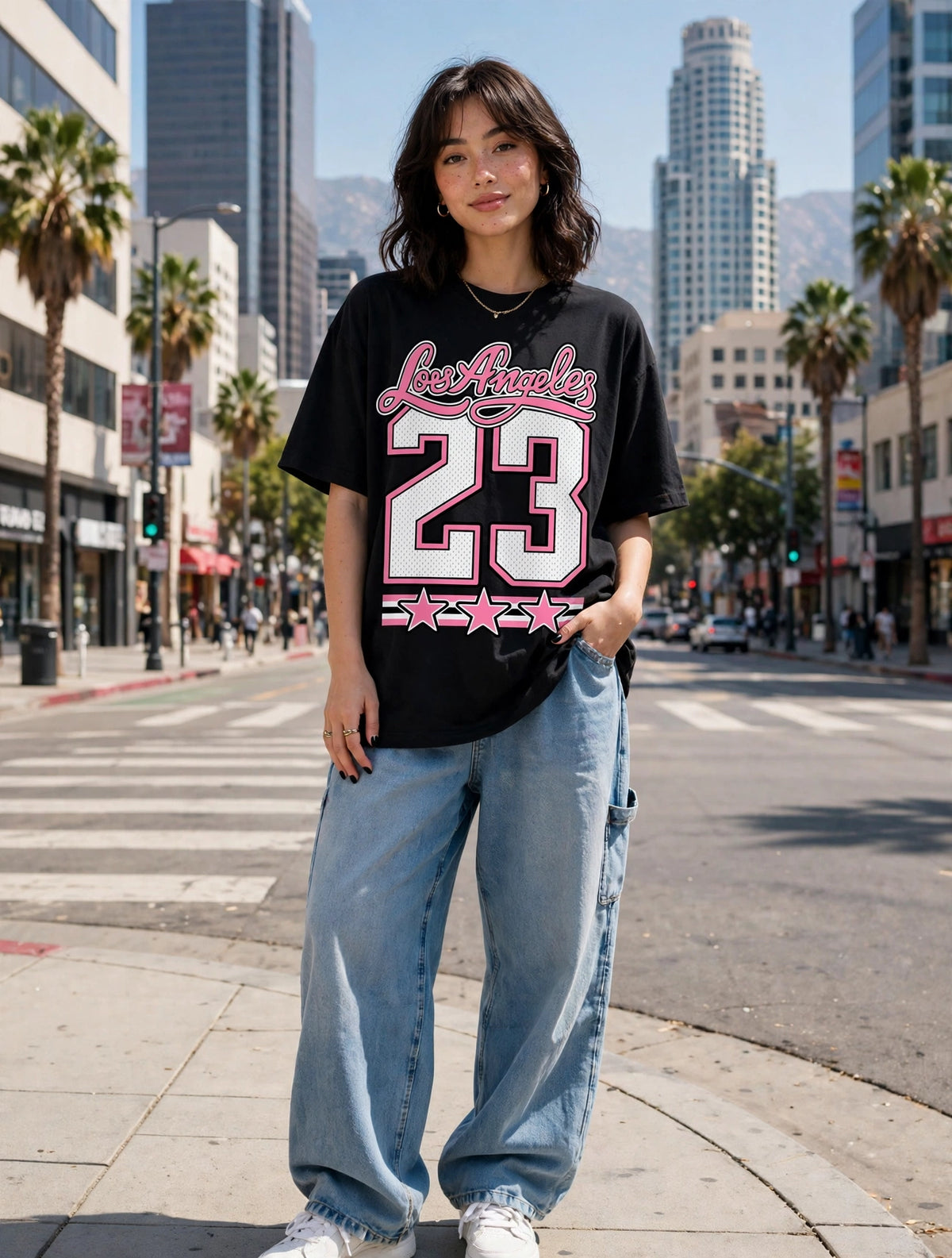 Los Angeles 23 Pink Varsity Graphic Tee
